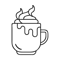 hot chocolate mug icon, hot chocolate mug line art - simple line art of hot chocolate mug, perfect for hot chocolate mug logos and icons