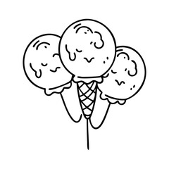 ice cream balloon icon, ice cream balloon line art - simple line art of ice cream balloon, perfect for ice cream balloon logos and icons