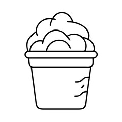 ice cream bucket icon, ice cream bucket line art - simple line art of ice cream bucket, perfect for ice cream bucket logos and icons
