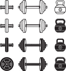 DUMBBELL Icon Solid Style. Vector Icon Design Element for Web Page
