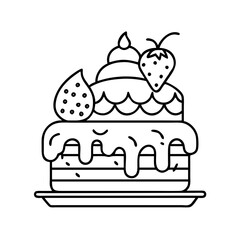 ice cream cake icon, ice cream cake line art - simple line art of ice cream cake, perfect for ice cream cake logos and icons