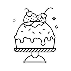 ice cream cake icon, ice cream cake line art - simple line art of ice cream cake, perfect for ice cream cake logos and icons