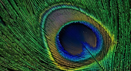 Obraz premium Macro view of iridescent peacock feather pattern