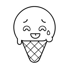 ice cream emoji face icon, ice cream emoji face line art - simple line art of ice cream emoji face, perfect for ice cream emoji face logos and icons