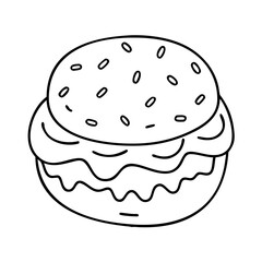 ice cream donut sandwich icon, ice cream donut sandwich line art - simple line art of ice cream donut sandwich, perfect for ice cream donut sandwich logos and icons