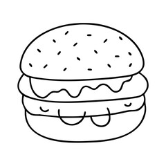 ice cream donut sandwich icon, ice cream donut sandwich line art - simple line art of ice cream donut sandwich, perfect for ice cream donut sandwich logos and icons
