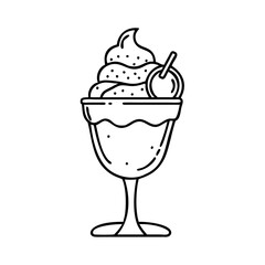 ice cream in a fancy glass icon, ice cream in a fancy glass line art - simple line art of ice cream in a fancy glass, perfect for ice cream in a fancy glass logos and icons