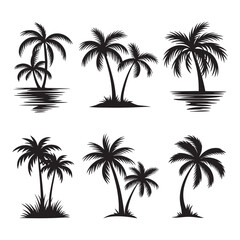Palm tree, Palm Tree Silhouette Design Vector, 