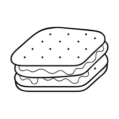 ice cream sandwich icon, ice cream sandwich line art - simple line art of ice cream sandwich, perfect for ice cream sandwich logos and icons