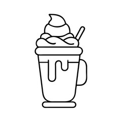 ice cream shake icon, ice cream shake line art - simple line art of ice cream shake, perfect for ice cream shake logos and icons