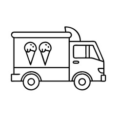 ice cream truck icon, ice cream truck line art - simple line art of ice cream truck, perfect for ice cream truck logos and icons