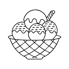 ice cream waffle bowl icon, ice cream waffle bowl line art - simple line art of ice cream waffle bowl, perfect for ice cream waffle bowl logos and icons