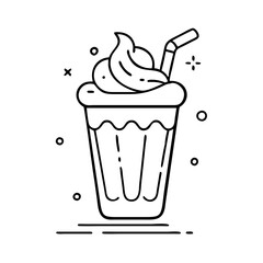 iced mocha float icon, iced mocha float line art - simple line art of iced mocha float, perfect for iced mocha float logos and icons