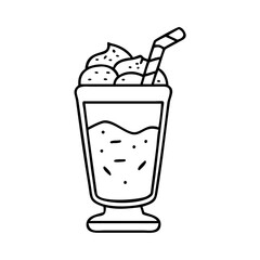 iced mocha float icon, iced mocha float line art - simple line art of iced mocha float, perfect for iced mocha float logos and icons