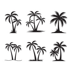 Fototapeta premium Palm tree, Palm Tree Silhouette Design Vector, 