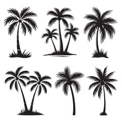 Palm tree, Palm Tree Silhouette Design Vector, 
