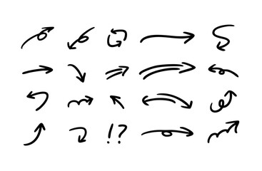 手書きの黒矢印 – サインペン風のラフな矢印セット