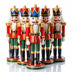 Christmas Nutcracker Toy Soldiers Isolated on White Background,