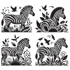 create zebra Silhouette with white background