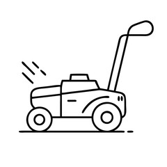 lawn mower icon, lawn mower line art - simple line art of lawn mower, perfect for lawn mower logos and icons