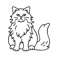 Obraz premium long haired fluffy cat icon, long haired fluffy cat line art - simple line art of long haired fluffy cat, perfect for long haired fluffy cat logos and icons
