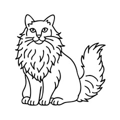 long haired fluffy cat icon, long haired fluffy cat line art - simple line art of long haired fluffy cat, perfect for long haired fluffy cat logos and icons