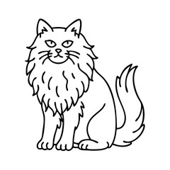 long haired fluffy cat icon, long haired fluffy cat line art - simple line art of long haired fluffy cat, perfect for long haired fluffy cat logos and icons