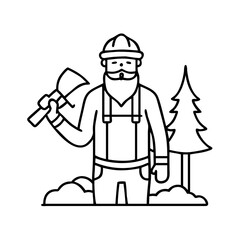 lumberjack icon, lumberjack line art - simple line art of lumberjack, perfect for lumberjack logos and icons