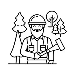 lumberjack icon, lumberjack line art - simple line art of lumberjack, perfect for lumberjack logos and icons