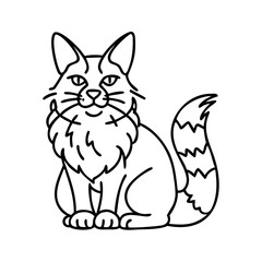 maine coon icon, maine coon line art - simple line art of maine coon, perfect for maine coon logos and icons
