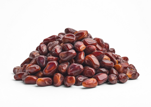 Fard Dates Isolated on Transparent Background, Sweet Glossy Omani Dates, Healthy Snack, Nutrient-Rich Arabian Dried Fruit Cluster
