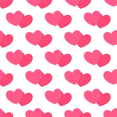 Pink hearts seamless pattern romantic background