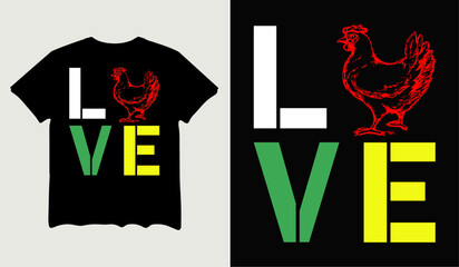 Fototapeta premium Vintage chicken love poultry farmer t-shirt design for t-shirt quotes or poster svg printable cut file