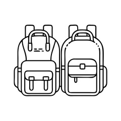 matching backpacks icon, matching backpacks line art - simple line art of matching backpacks, perfect for matching backpacks logos and icons