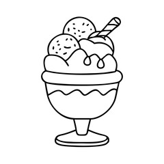 mini ice cream sundae icon, mini ice cream sundae line art - simple line art of mini ice cream sundae, perfect for mini ice cream sundae logos and icons