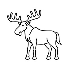 moose icon, moose line art - simple line art of moose, perfect for moose logos and icons