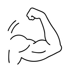 muscle arm icon, muscle arm line art - simple line art of muscle arm, perfect for muscle arm logos and icons
