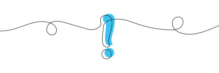 Continuous linear drawing of exclamation mark. Single-line drawing of an exclamation mark. Exclamation mark in one line style. Vector illustration .EPS 10 . 