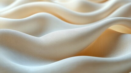 Obraz premium Luxurious Cream Silk Fabric With Wavy Texture and Golden Highlights