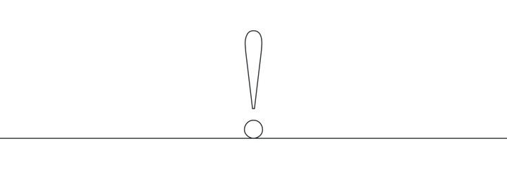 Continuous linear drawing of exclamation mark. Single-line drawing of an exclamation mark. Exclamation mark in one line style. Vector illustration .EPS 10 . 