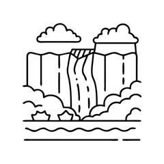 niagara falls icon, niagara falls line art - simple line art of niagara falls, perfect for niagara falls logos and icons