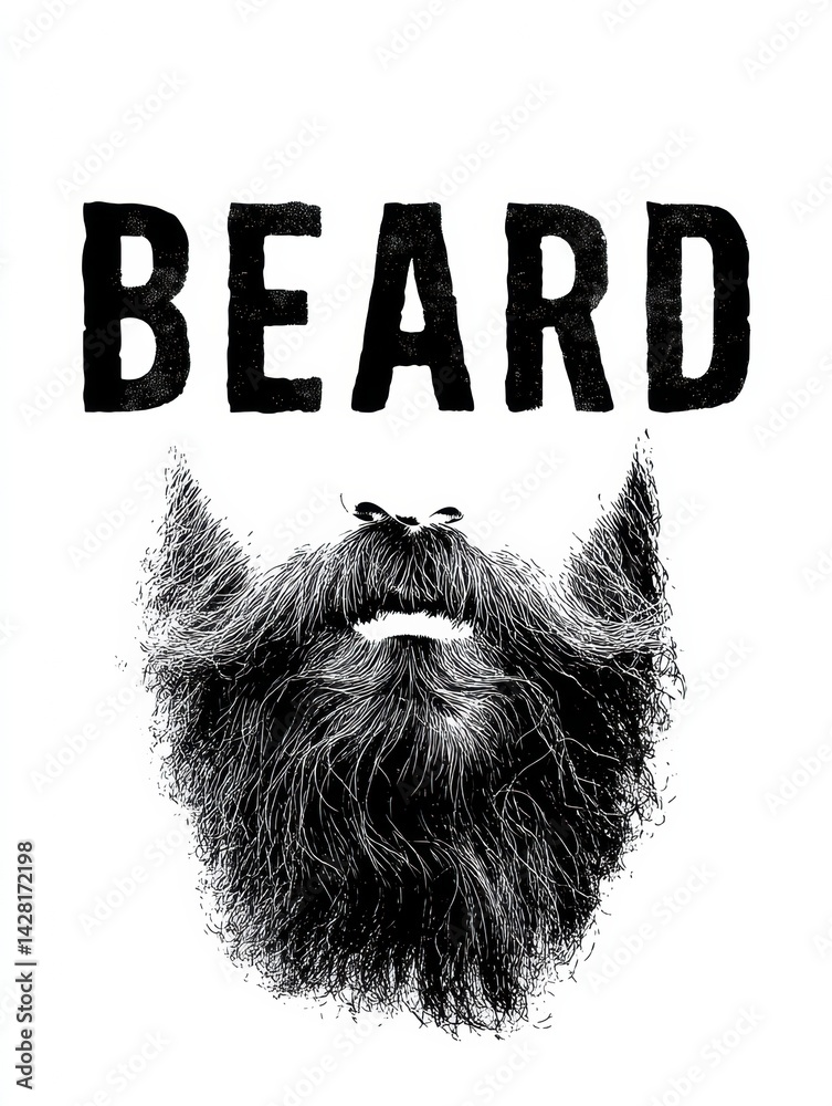 Aufkleber Stylized Typography Design Featuring the Word Beard Shaped to Resemble a Beard, Emphasizing Art and Creativity in Modern Design