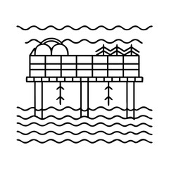 Naklejka premium ocean pier icon, ocean pier line art - simple line art of ocean pier, perfect for ocean pier logos and icons
