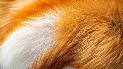 A detailed macro close-up of a European red fox's fur, capturing the vibrant orange-red coloration