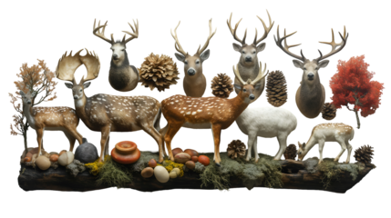 Deer Antler Display Rustic Wooden Log Decor for Autumn.