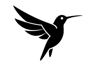 Obraz premium Solid Black Background for Design Purposes . A completely black image ideal for showcasing graphic elements, text overlays, or as a backdrop for presentations or websites of humming bird logo design .