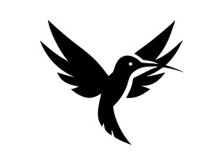 Obraz premium Solid Black Background for Design Purposes . A completely black image ideal for showcasing graphic elements, text overlays, or as a backdrop for presentations or websites of humming bird logo design .