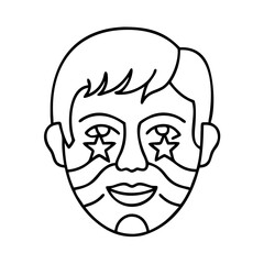 patriotic face paint icon, patriotic face paint line art - simple line art of patriotic face paint, perfect for patriotic face paint logos and icons