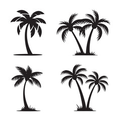 Fototapeta premium Palm tree, Palm Tree Silhouette Design Vector, 