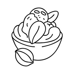 pistachio ice cream icon, pistachio ice cream line art - simple line art of pistachio ice cream, perfect for pistachio ice cream logos and icons